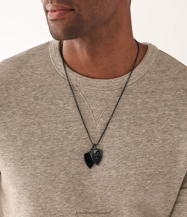 Fossil Jewelry Men Blue Sandstone Star Wars Darth Vader Dog Tag Necklace D2VPL1900