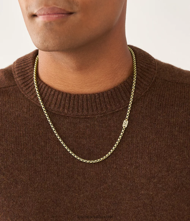 Fossil Jewelry Men Gold-Tone Adventurer Stainless Steel Chain Necklace D2VPL1911