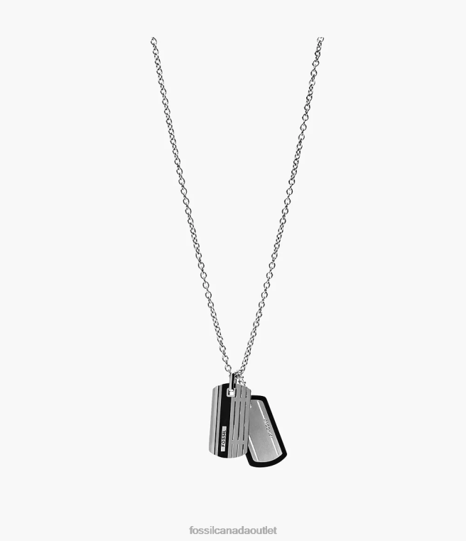 Fossil Jewelry Men Silver Dog Tag Stainless Steel Necklace D2VPL1909