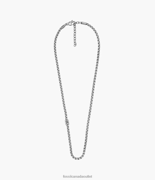 Fossil Jewelry Men Silver-Tone Adventurer Stainless Steel Chain Necklace D2VPL1908