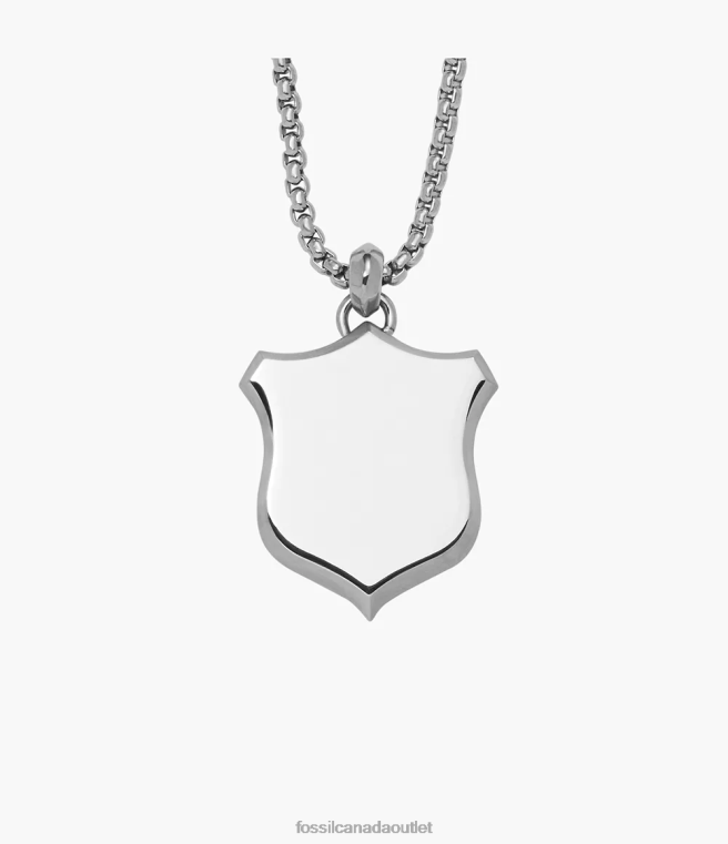 Fossil Jewelry Men Silver-Tone Heritage Shield Stainless Steel Pendant Necklace D2VPL1922