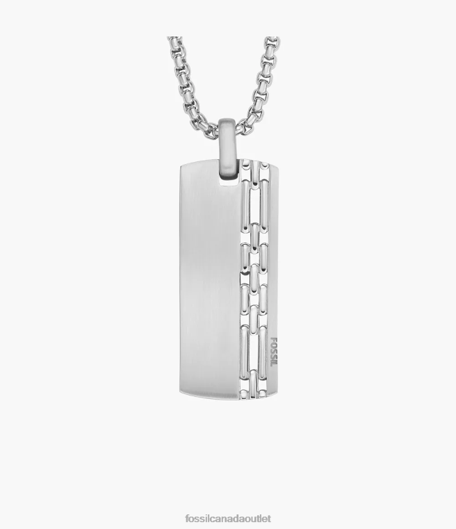 Fossil Jewelry Men Silver-Tone Stainless Steel Dog Tag Necklace D2VPL1918