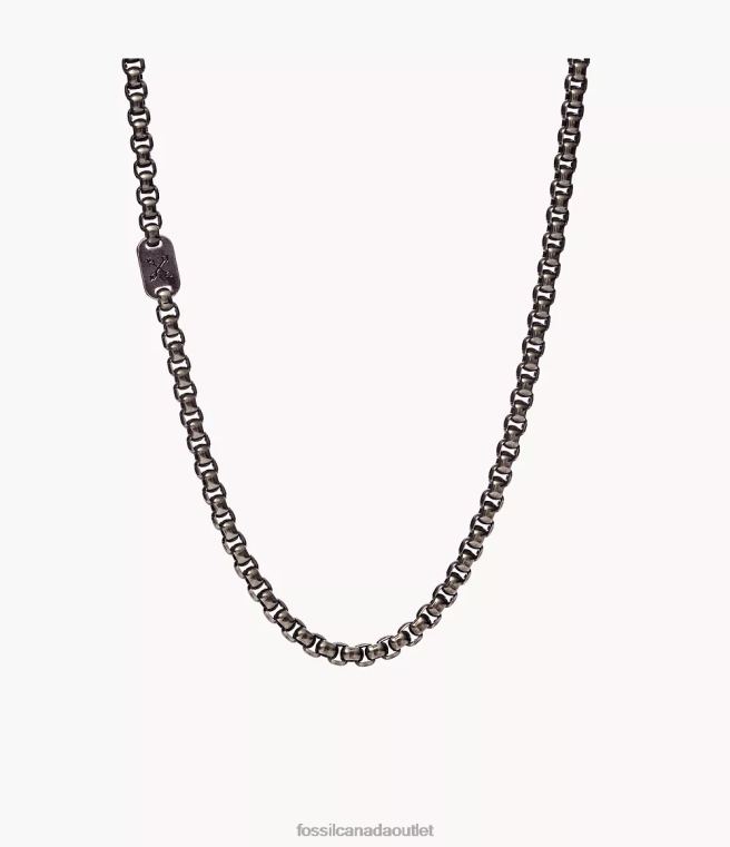 Fossil Jewelry Men Silver-Tone Vintage Casual Adventurer Stainless Steel Chain Necklace D2VPL1907
