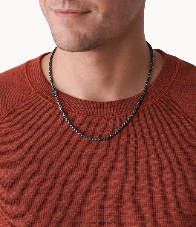 Fossil Jewelry Men Silver-Tone Vintage Casual Adventurer Stainless Steel Chain Necklace D2VPL1907