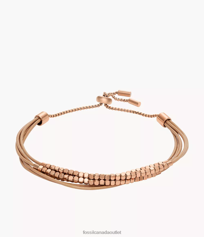 Fossil Jewelry Women Brown All Stacked Up Leather Chain Bracelet D2VPL981