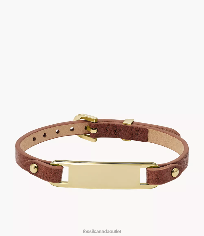 Fossil Jewelry Women Brown Heritage Plaque Leather Strap Bracelet D2VPL999