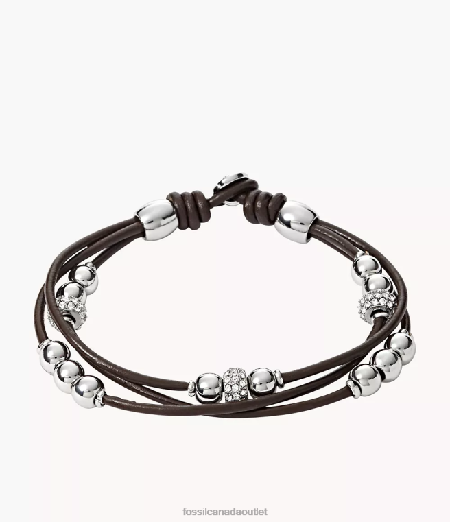Fossil Jewelry Women Brown Sadie Rondelle Wrist Wrap Bracelet D2VPL972
