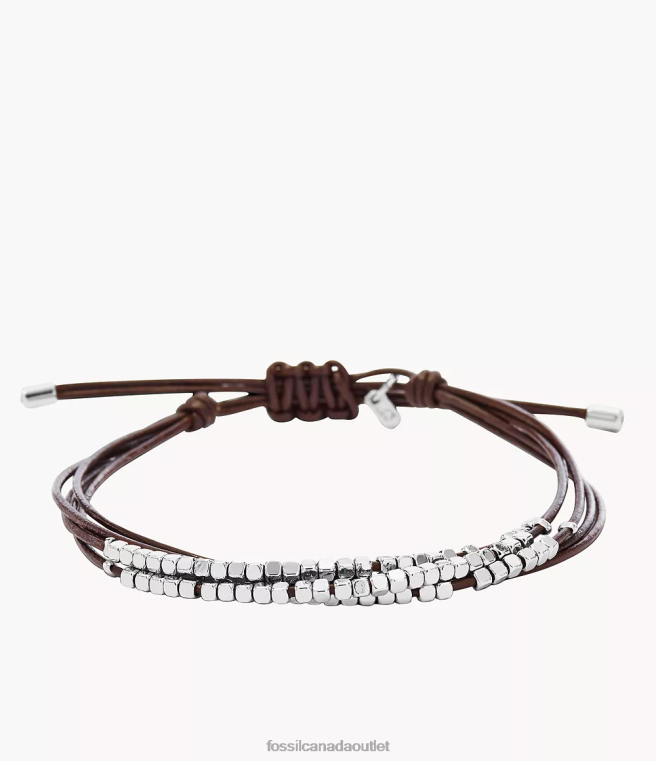 Fossil Jewelry Women Brown/Silver Sadie Dainty Rondelle Slider Bracelet D2VPL988