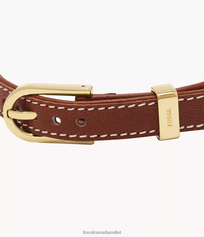 Fossil Jewelry Women Brown and White Heritage D-Link Leather Strap Bracelet D2VPL1002