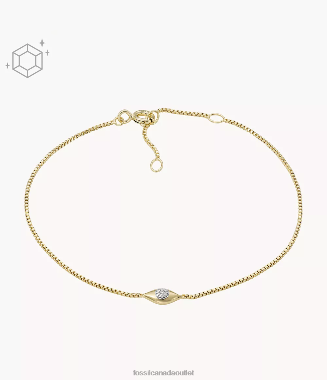 Fossil Jewelry Women Gold Evil Eye 14K Plated Clear Laboratory Grown Diamond Station Bracelet D2VPL1024