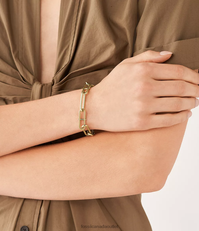 Fossil Jewelry Women Gold-Tone Heritage D-Link Stainless Steel Chain Bracelet D2VPL963