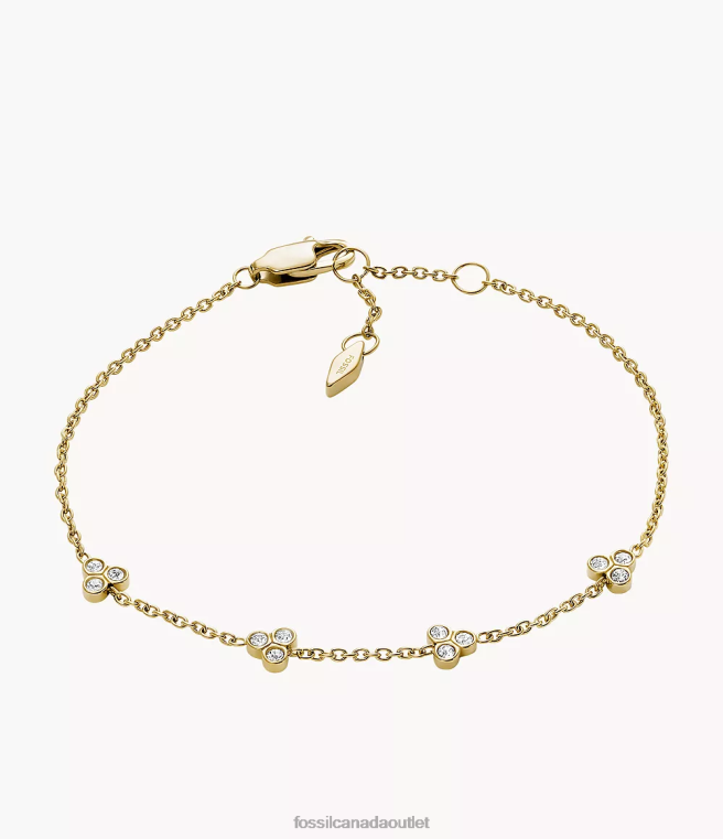 Fossil Jewelry Women Gold-Tone Sadie Trio Glitz Stainless Steel Station Bracelet D2VPL966