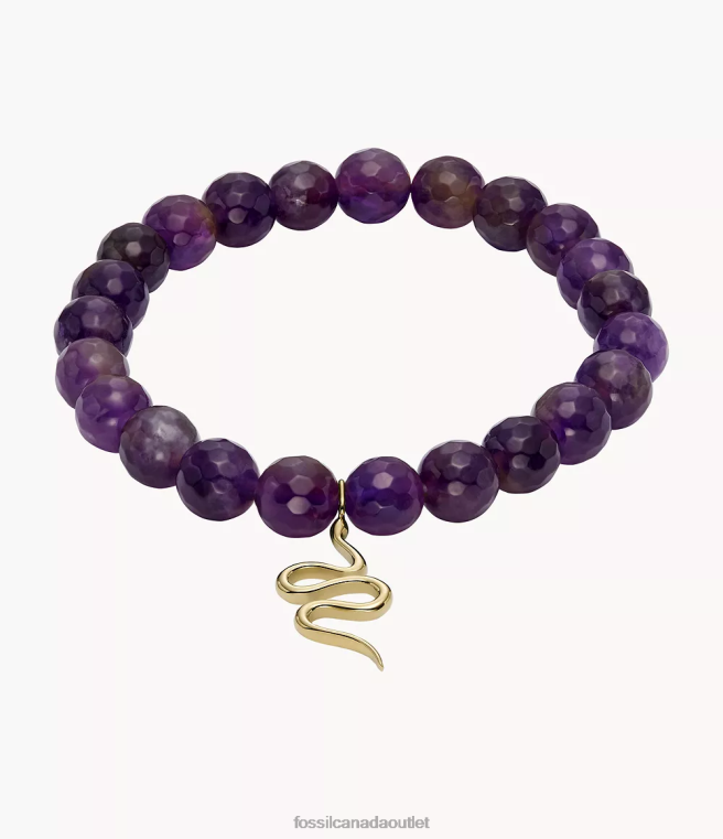 Fossil Jewelry Women Gold-Tone Sutton Modern & Magic Amethyst Beaded Bracelet D2VPL1297