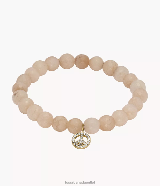Fossil Jewelry Women Gold-Tone Sutton Modern & Magic Peach Jade Beaded Bracelet D2VPL1305