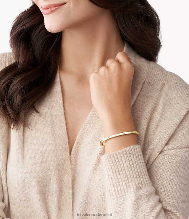 Fossil Jewelry Women Gold-Tone Sutton Shine Bright Stainless Steel Cuff Bracelet D2VPL997