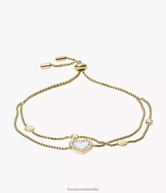 Fossil Jewelry Women Gold-Tone Val Heart Duo Stainless Steel Bracelet D2VPL986