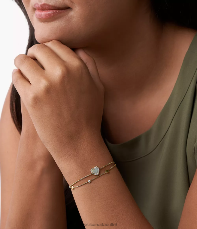 Fossil Jewelry Women Gold-Tone Val Heart Duo Stainless Steel Bracelet D2VPL986