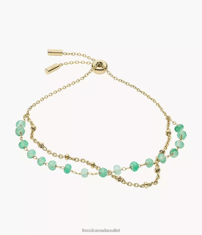 Fossil Jewelry Women Green Georgia Modern Meadows Jade Beaded Bracelet D2VPL977