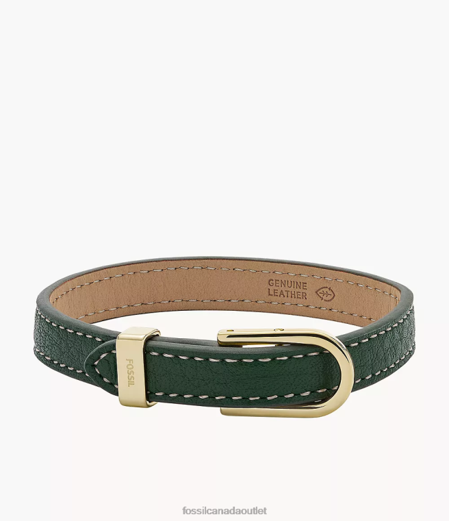 Fossil Jewelry Women Green Heritage D-Link Leather Strap Bracelet D2VPL1251