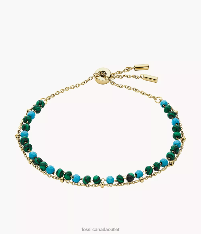 Fossil Jewelry Women Green Modern Meadows Reconstituted Malachite and Reconstituted Turquoise Beaded Bracelet D2VPL969