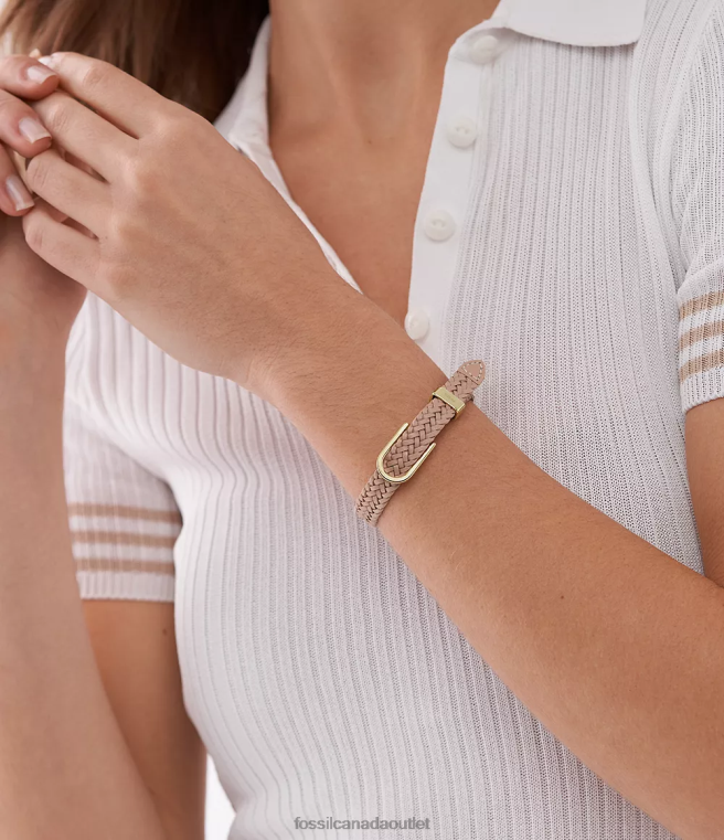 Fossil Jewelry Women Latte Brown Heritage D-Link Leather Strap Bracelet D2VPL1025