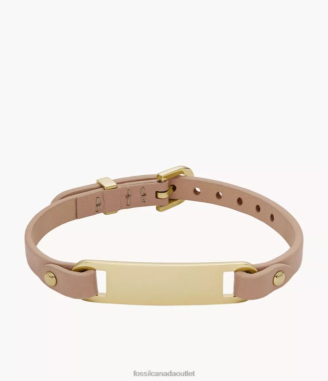 Fossil Jewelry Women Latte Brown Heritage Plaque Leather Strap Bracelet D2VPL1001