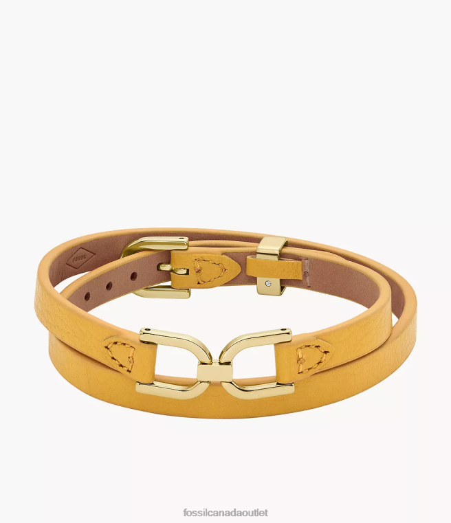 Fossil Jewelry Women Lemon Yellow Heritage D-Link Leather Strap Bracelet D2VPL998