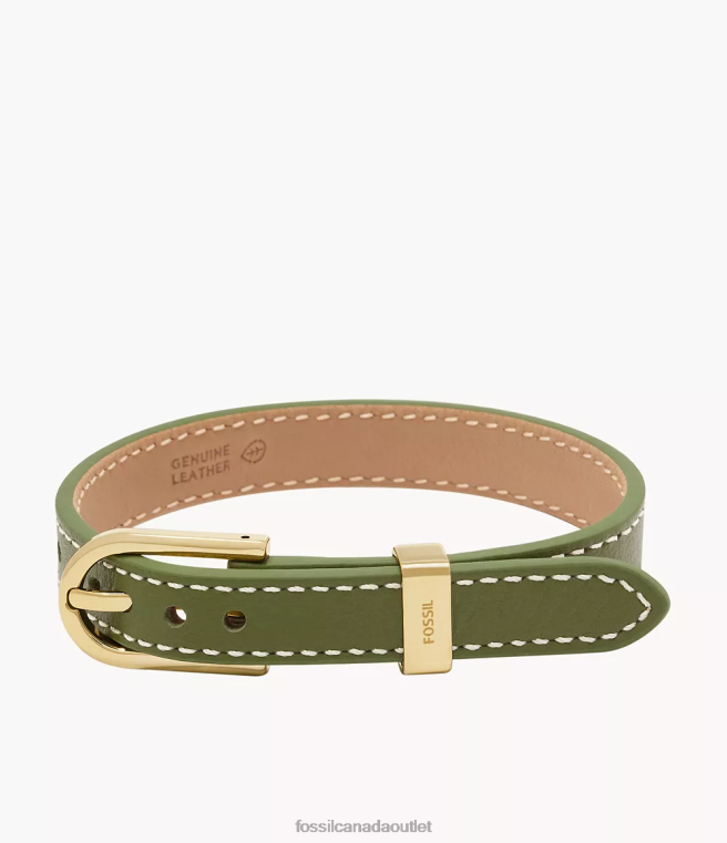 Fossil Jewelry Women Medium Green Heritage D-Link Leather Strap Bracelet D2VPL1214