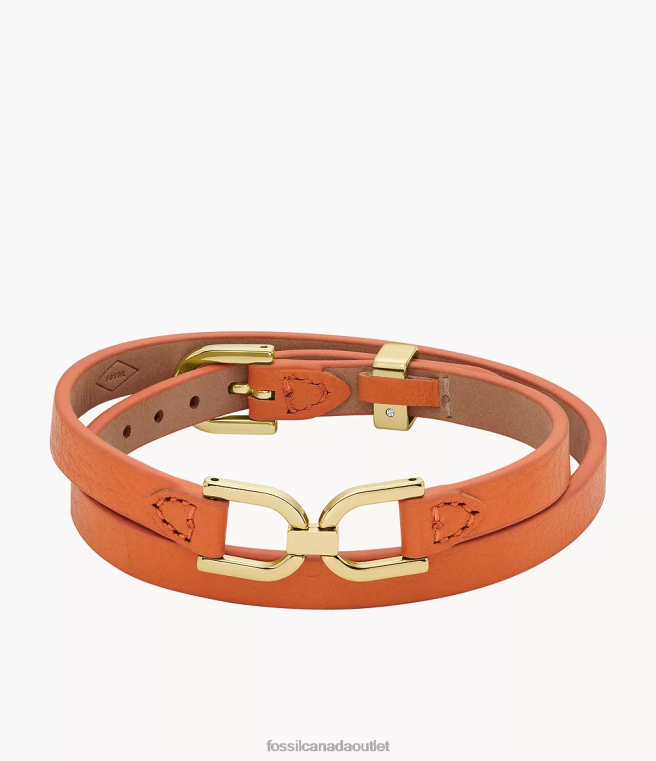 Fossil Jewelry Women Monarch Orange Heritage D-Link Leather Strap Bracelet D2VPL1000