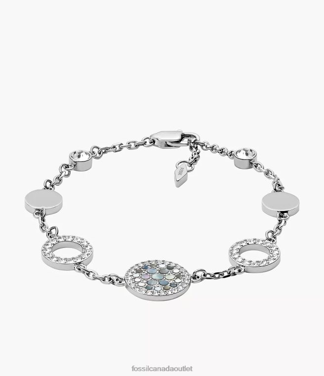 Fossil Jewelry Women Mother-of-Pearl Val Mosaic Disc Station Bracelet D2VPL994