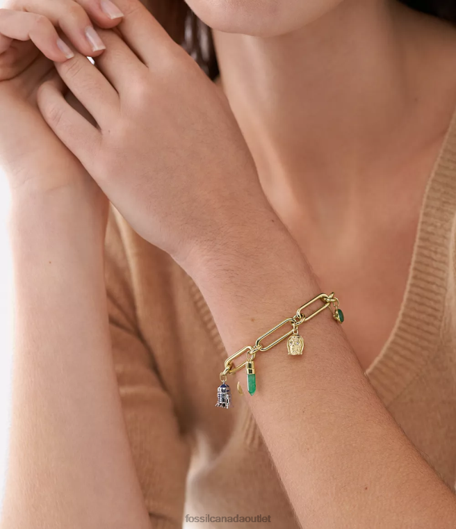 Fossil Jewelry Women Opal/Green Acenturine/Blue Enamel Star Wars Charm Bracelet D2VPL962