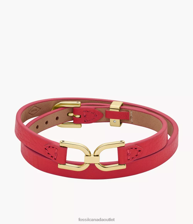 Fossil Jewelry Women Pink Heritage D-Link Leather Strap Bracelet D2VPL979
