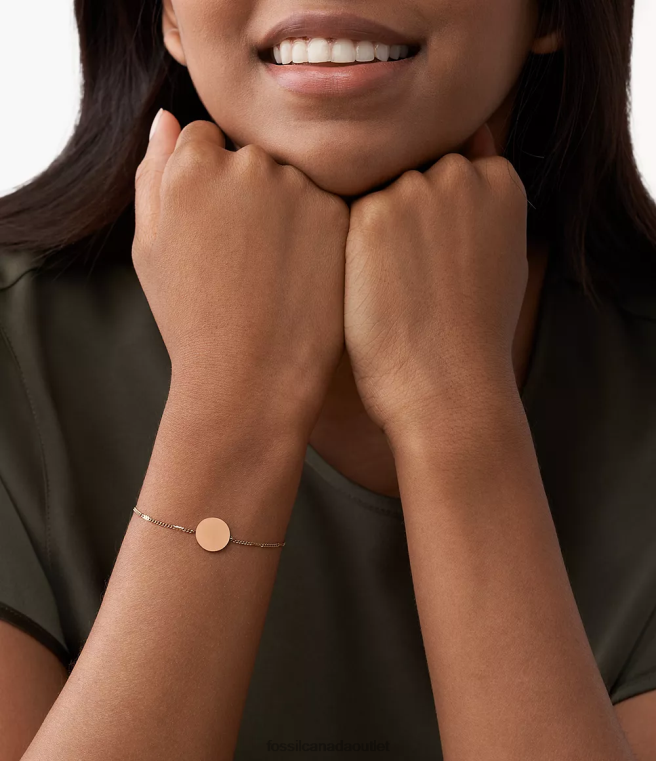 Fossil Jewelry Women Rose Gold-Tone Lane Disc Bracelet D2VPL1018