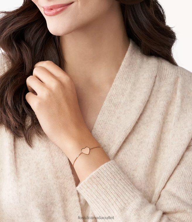 Fossil Jewelry Women Rose Gold-Tone Lane Heart Steel Bracelet D2VPL984