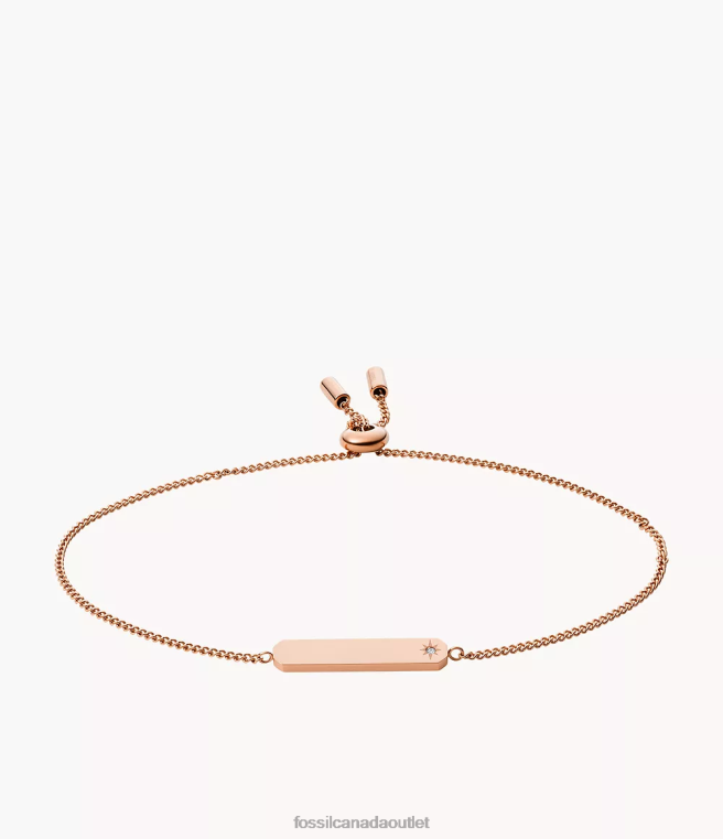 Fossil Jewelry Women Rose Gold-Tone Lane Stainless Steel Bar Chain Bracelet D2VPL970