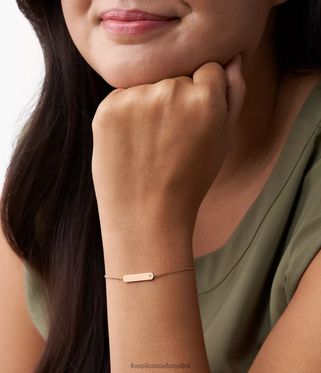 Fossil Jewelry Women Rose Gold-Tone Lane Stainless Steel Bar Chain Bracelet D2VPL970
