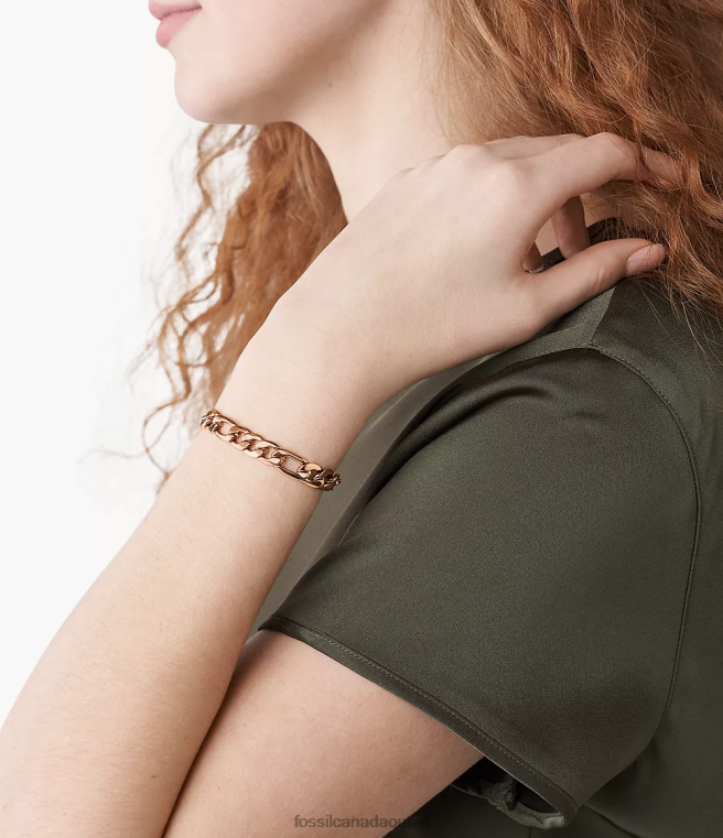 Fossil Jewelry Women Rose Gold-Tone Rowan Oh So Charming Stainless Steel Chain Bracelet D2VPL1234