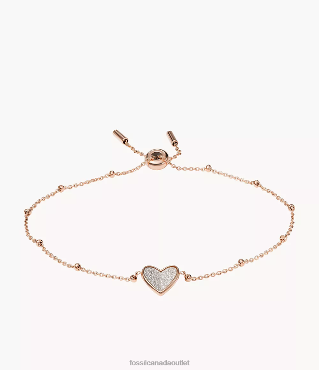 Fossil Jewelry Women Rose Gold-Tone Sutton Flutter Hearts Stainless Steel Chain Bracelet D2VPL1008