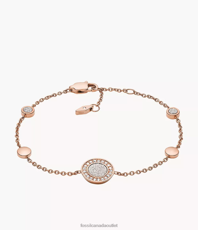 Fossil Jewelry Women Rose Gold-Tone Sutton Halo Station Bracelet D2VPL1029