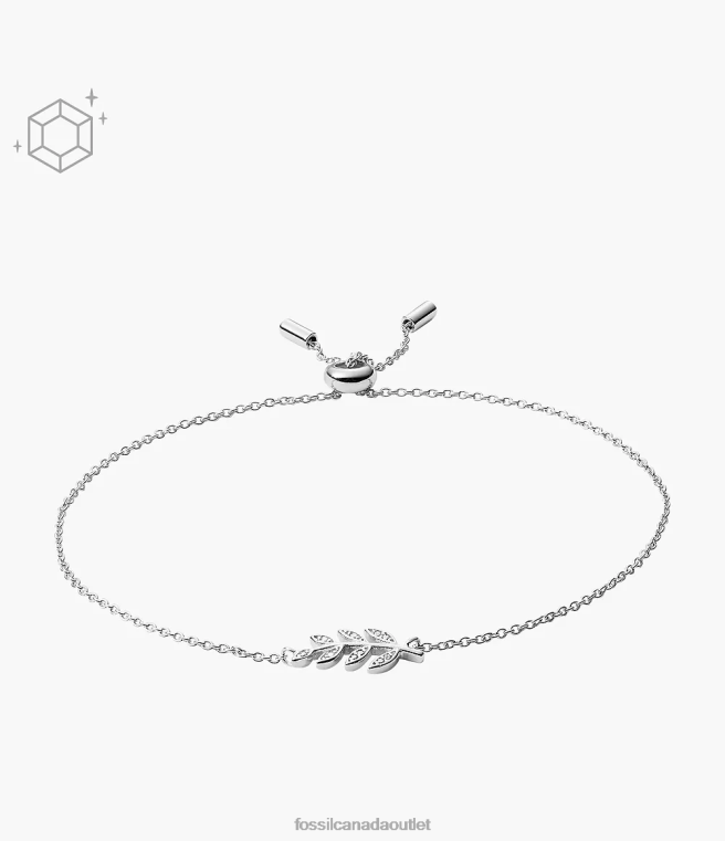 Fossil Jewelry Women Silver Elliott Olive Branch Sterling Bracelet D2VPL1022