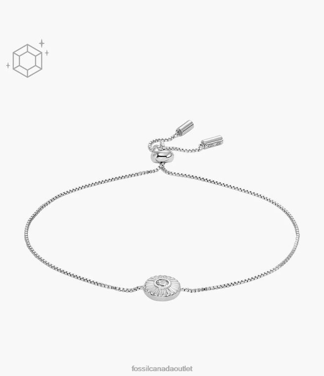 Fossil Jewelry Women Silver Sterling Texture Circle Chain Bracelet D2VPL1028