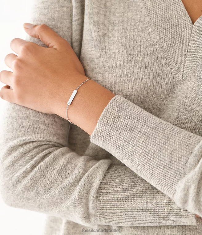 Fossil Jewelry Women Silver-Tone Drew Stainless Steel Bar Chain Bracelet D2VPL1010