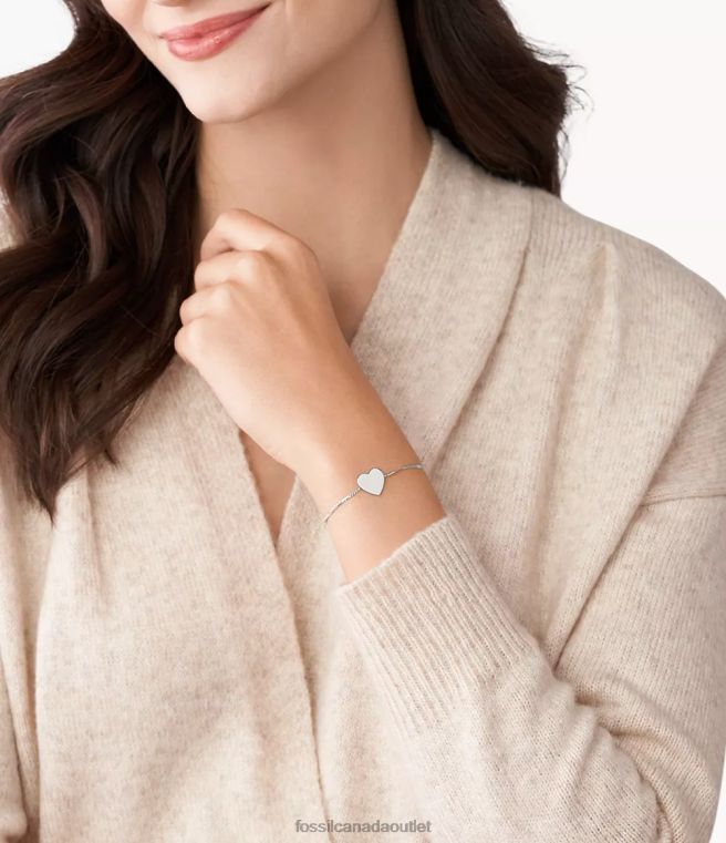 Fossil Jewelry Women Silver-Tone Lane Heart Stainless Steel Bracelet D2VPL987