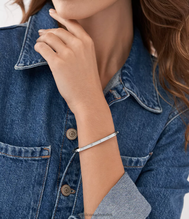 Fossil Jewelry Women Silver-Tone Sadie Shine Bright Stainless Steel Bangle Bracelet D2VPL1030