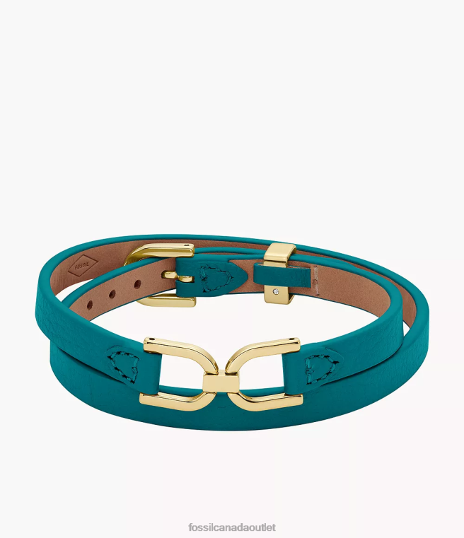 Fossil Jewelry Women Smokey Blue Heritage D-Link Leather Strap Bracelet D2VPL971