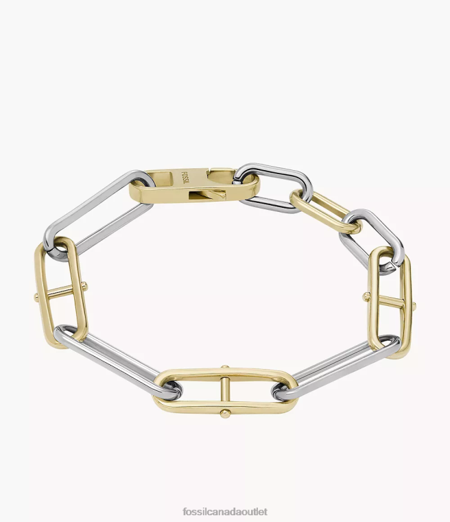 Fossil Jewelry Women Two-Tone Heritage D-Link Stainless Steel Chain Bracelet D2VPL975