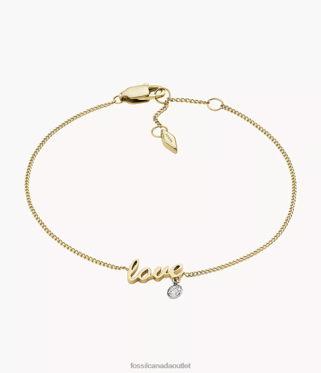 Fossil Jewelry Women Two-Tone Sadie Love Notes Stainless Steel Station Bracelet D2VPL1016