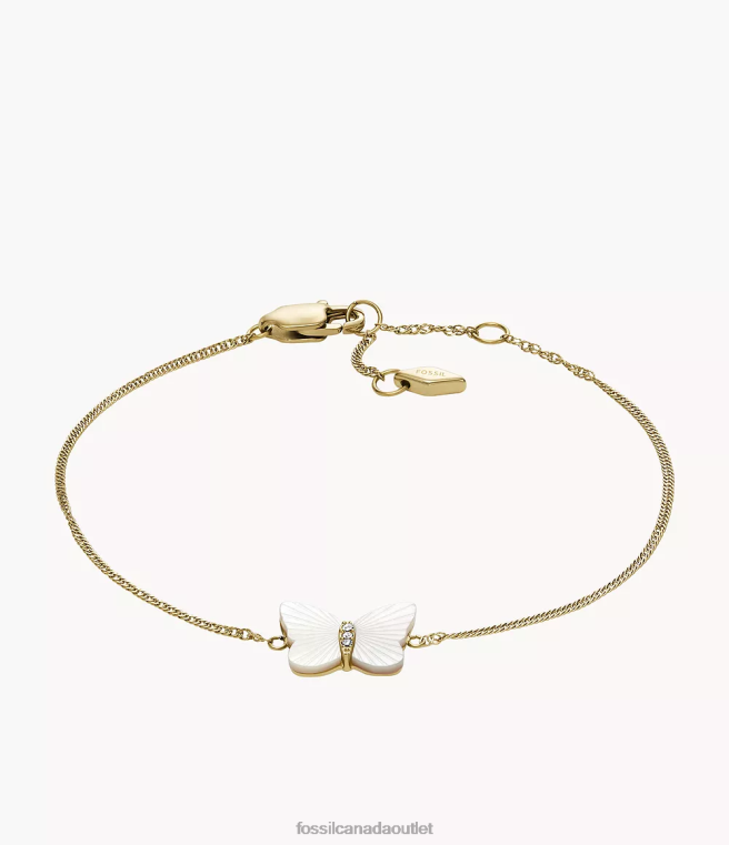 Fossil Jewelry Women White Mother of Pearl Radiant Wings Butterfly Chain Bracelet D2VPL973