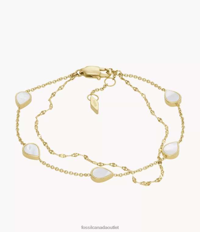 Fossil Jewelry Women White Mother of Pearl Teardrop Chain Bracelet D2VPL1026