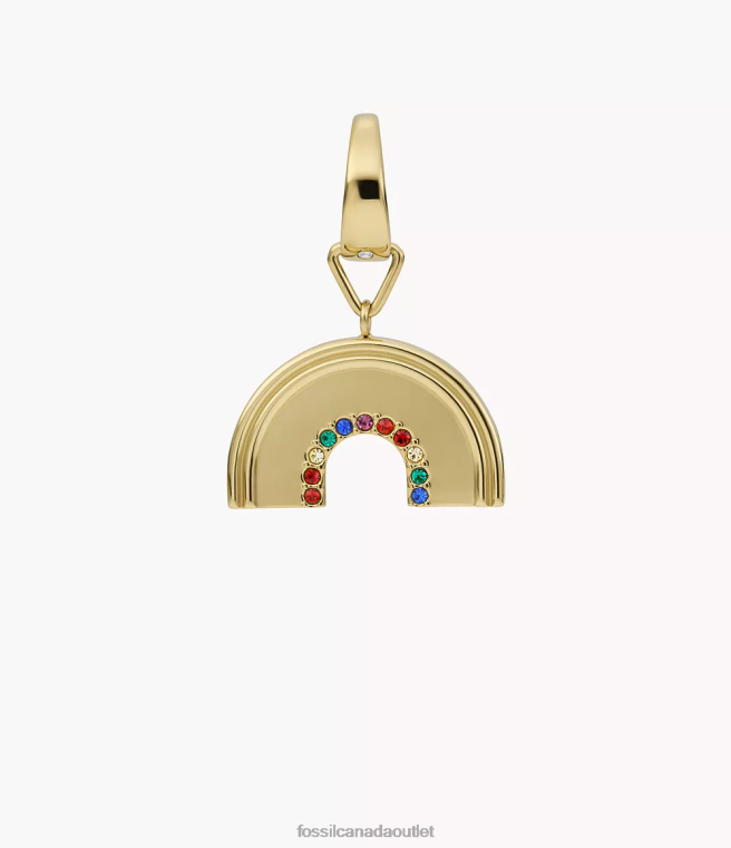 Fossil Jewelry Women Gold-Tone Rowan Oh So Charming Multicolor Glass Stainless Steel Rainbow Charm D2VPL1193